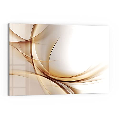 DEQORI Glas-Magnettafel | 60x40 cm groß | Motiv "Elegante Goldene Wellen" | Memo-Board aus Glas | Magnetboard inkl. Magnete, Stift & Tuch für Küche & Büro | Tafel magnetisch & beschreibbar von DEQORI