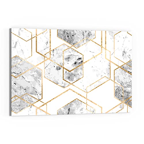 DEQORI Glas-Magnettafel | 60x40 cm groß | Motiv "Goldgerahmte Sechsecke" | Memo-Board aus Glas | Magnetboard inkl. Magnete, Stift & Tuch für Küche & Büro | Tafel magnetisch & beschreibbar von DEQORI