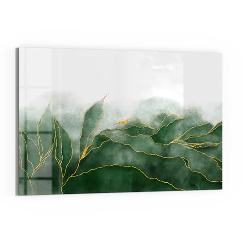 DEQORI Glas-Magnettafel | 60x40 cm groß | Motiv "Grüner Wasserfarbverlauf" | Memo-Board aus Glas | Magnetboard inkl. Magnete, Stift & Tuch für Küche & Büro | Tafel magnetisch & beschreibbar von DEQORI