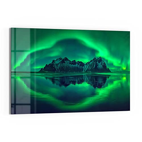 DEQORI Glas-Magnettafel | 60x40 cm groß | Motiv "Vestrahorn im Polarlicht" | Memo-Board aus Glas | Magnetboard inkl. Magnete, Stift & Tuch für Küche & Büro | Tafel magnetisch & beschreibbar von DEQORI