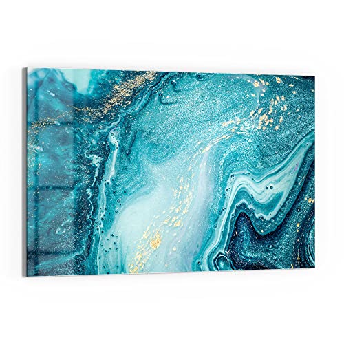 DEQORI Glas-Magnettafel | 90x60 cm groß | Motiv "Meer aus Marmor" | Memo-Board aus Glas | Magnetboard inkl. Magnete, Stift & Tuch für Küche & Büro | Tafel magnetisch & beschreibbar von DEQORI