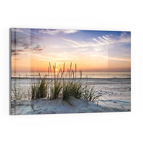 DEQORI Glas-Magnettafel | 90x60 cm groß | Motiv "Sonnenuntergang am Strand" | Memo-Board aus Glas | Magnetboard inkl. Magnete, Stift & Tuch für Küche & Büro | Tafel magnetisch & beschreibbar von DEQORI