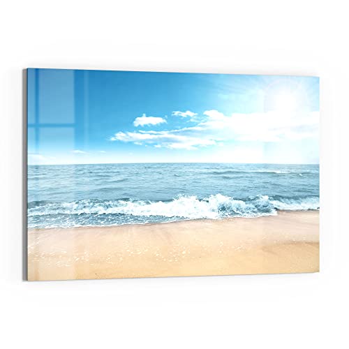 DEQORI Glas-Magnettafel | 90x60 cm groß | Motiv "Wellen am Strand" | Memo-Board aus Glas | Magnetboard inkl. Magnete, Stift & Tuch für Küche & Büro | Tafel magnetisch & beschreibbar von DEQORI