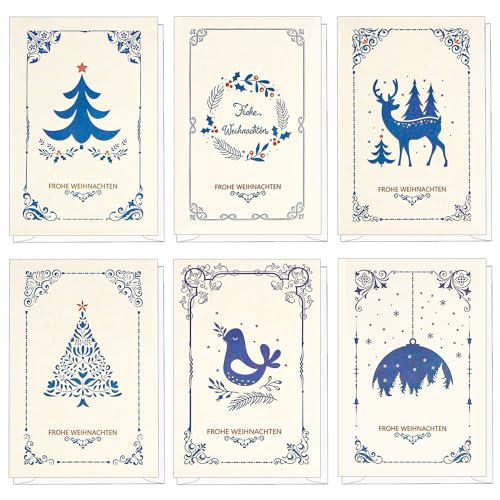 DERAYEE Weihnachtskarten, 48pcs Weihnachtskarten set, Weihnachtspostkarte für Weihnachtsgeschenke, 6 Verschiedene Arten von Weihnachtskarten. von DERAYEE