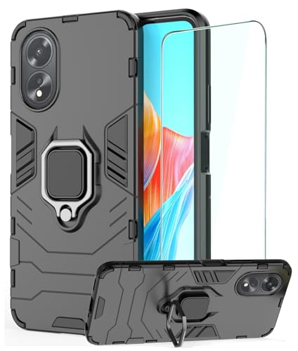 DERHAN Hülle für Oppo A38 4G / Oppo A18 4G mit Ring Halter + Schutzfilm, Panzerhülle Handy Hüllen Stoßfest Schutzhülle, Handyhülle mit Ständer - Schwarz DERHAN Hülle für Oppo A38 4G / Oppo A18 4G mit Ring Halter + Schutzfilm, Panzerhülle Handy Hüllen Stoßfest Schutzhülle, Handyhülle mit Ständer - Schwarz von DERHAN
