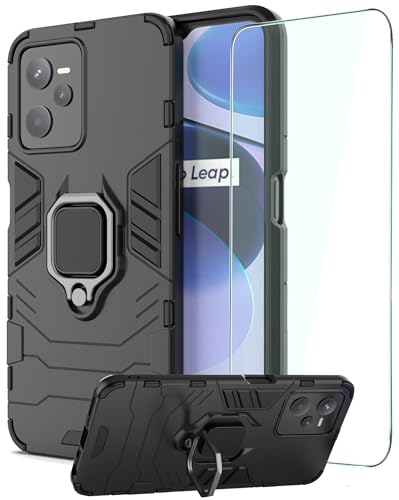 DERHAN Hülle für Realme Narzo 50A Prime/Realme C35 mit Ring Halter, Handyhülle mit Ständer + Schutzfilm, Panzerhülle Handy Hüllen Handytasche Staubschutzhülle Stoßfest Schutzhülle - Schwarz DERHAN Hülle für Realme Narzo 50A Prime/Realme C35 mit Ring Halter, Handyhülle mit Ständer + Schutzfilm, Panzerhülle Handy Hüllen Handytasche Staubschutzhülle Stoßfest Schutzhülle - Schwarz von DERHAN