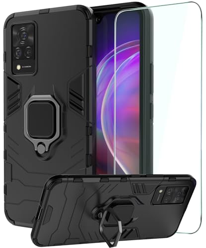 DERHAN Hülle für Vivo V21 5G / Vivo V21 4G mit Ring Halter, Handyhülle mit Ständer + Schutzfilm, Panzerhülle Handy Hüllen Handytasche Staubschutzhülle Stoßfest Schutzhülle - Schwarz DERHAN Hülle für Vivo V21 5G / Vivo V21 4G mit Ring Halter, Handyhülle mit Ständer + Schutzfilm, Panzerhülle Handy Hüllen Handytasche Staubschutzhülle Stoßfest Schutzhülle - Schwarz von DERHAN
