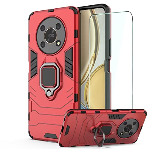 DERHAN für Honor Magic 4 Lite 5G Hülle mit Ring Halter + Schutzfilm, Handyhülle mit Ständer, Panzerhülle Handy Hüllen Handytasche Staubschutzhülle Stoßfest Schutzhülle - Rote DERHAN für Honor Magic 4 Lite 5G Hülle mit Ring Halter + Schutzfilm, Handyhülle mit Ständer, Panzerhülle Handy Hüllen Handytasche Staubschutzhülle Stoßfest Schutzhülle - Rote von DERHAN