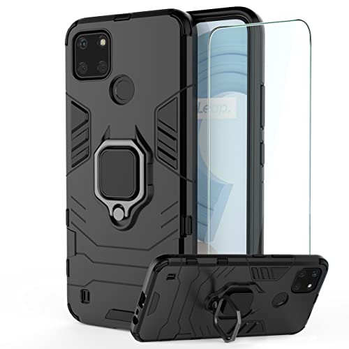 DERHAN für Realme C21Y / Realme C25Y Hülle mit Ring Halter + Schutzfilm, Handyhülle mit Ständer, Panzerhülle Handy Hüllen Handytasche Staubschutzhülle Stoßfest Schutzhülle - Schwarz DERHAN für Realme C21Y / Realme C25Y Hülle mit Ring Halter + Schutzfilm, Handyhülle mit Ständer, Panzerhülle Handy Hüllen Handytasche Staubschutzhülle Stoßfest Schutzhülle - Schwarz von DERHAN