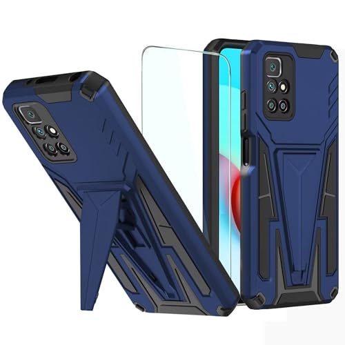 DERHAN für Xiaomi Redmi 10 4G (Nicht für 5G) / Redmi 10 2022 Hülle, Heavy Duty Handyhülle mit Stehender Ständer, Panzerhülle Handy Hüllen Handytasche Stoßfest Schutzhülle mit Schutzglas - Blau DERHAN für Xiaomi Redmi 10 4G (Nicht für 5G) / Redmi 10 2022 Hülle, Heavy Duty Handyhülle mit Stehender Ständer, Panzerhülle Handy Hüllen Handytasche Stoßfest Schutzhülle mit Schutzglas - Blau von DERHAN