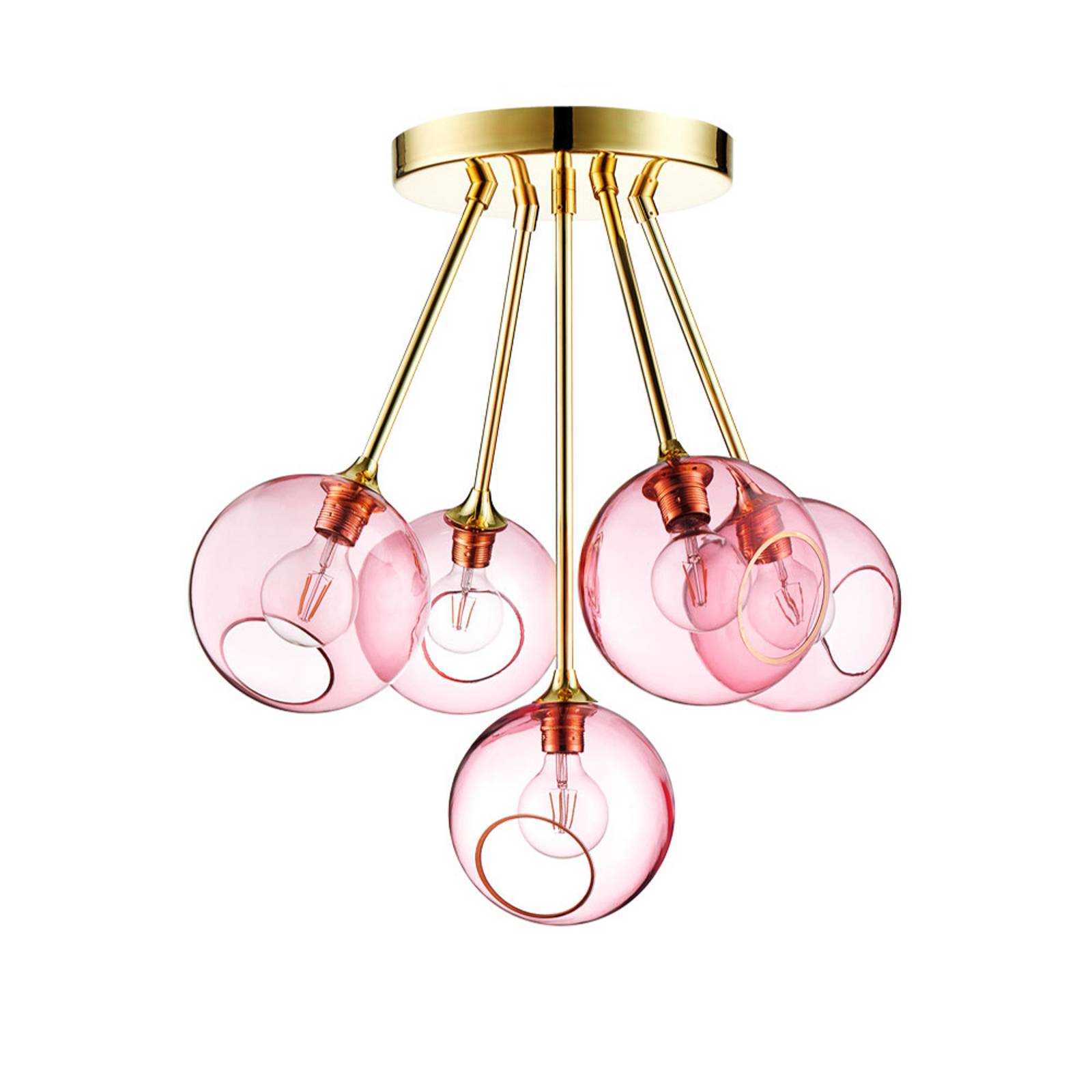 Deckenleuchte Ballroom Molecule, rosa, Glas, 5-flammig von DESIGN BY US