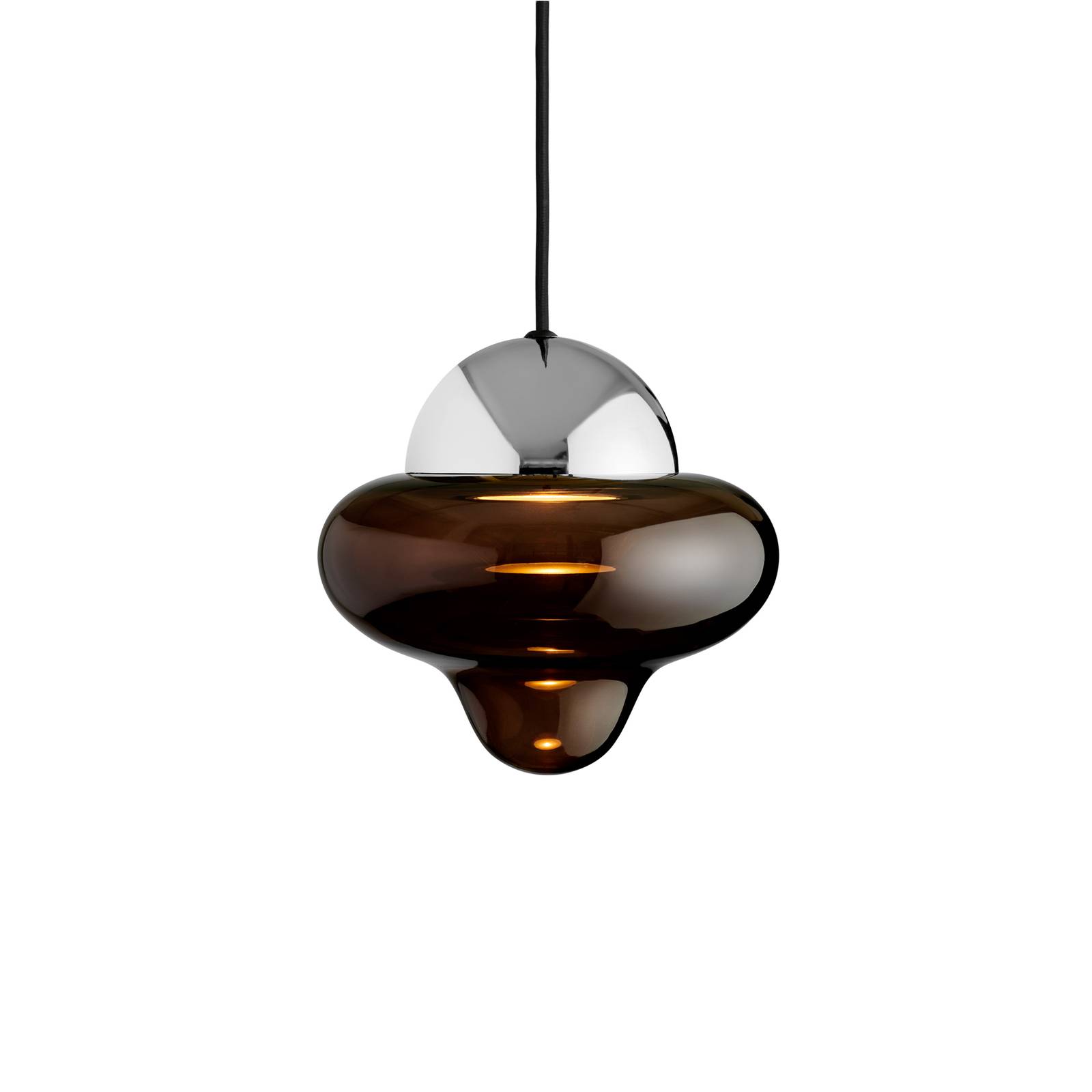 LED-Hängeleuchte Nutty, braun / chromfarben, Ø 18,5 cm, Glas von DESIGN BY US