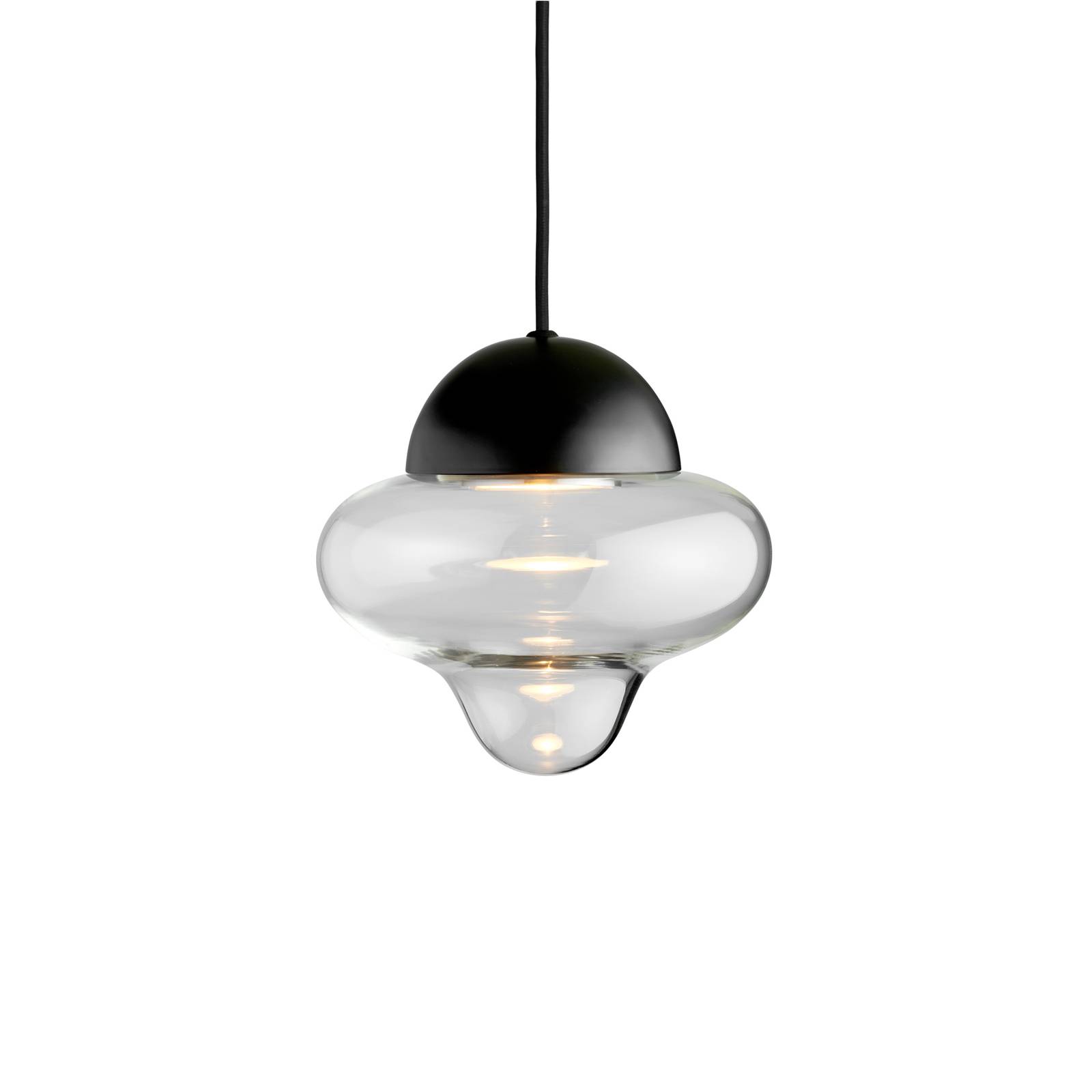 LED-Hängeleuchte Nutty, klar / schwarz, Ø 18,5 cm, Glas von DESIGN BY US