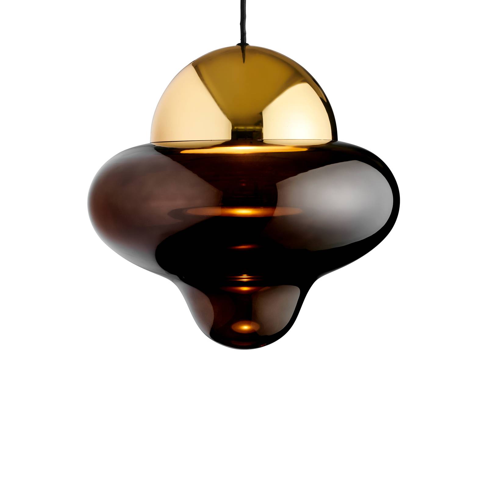 LED-Hängeleuchte Nutty XL, braun / goldfarben, Ø 30 cm, Glas von DESIGN BY US