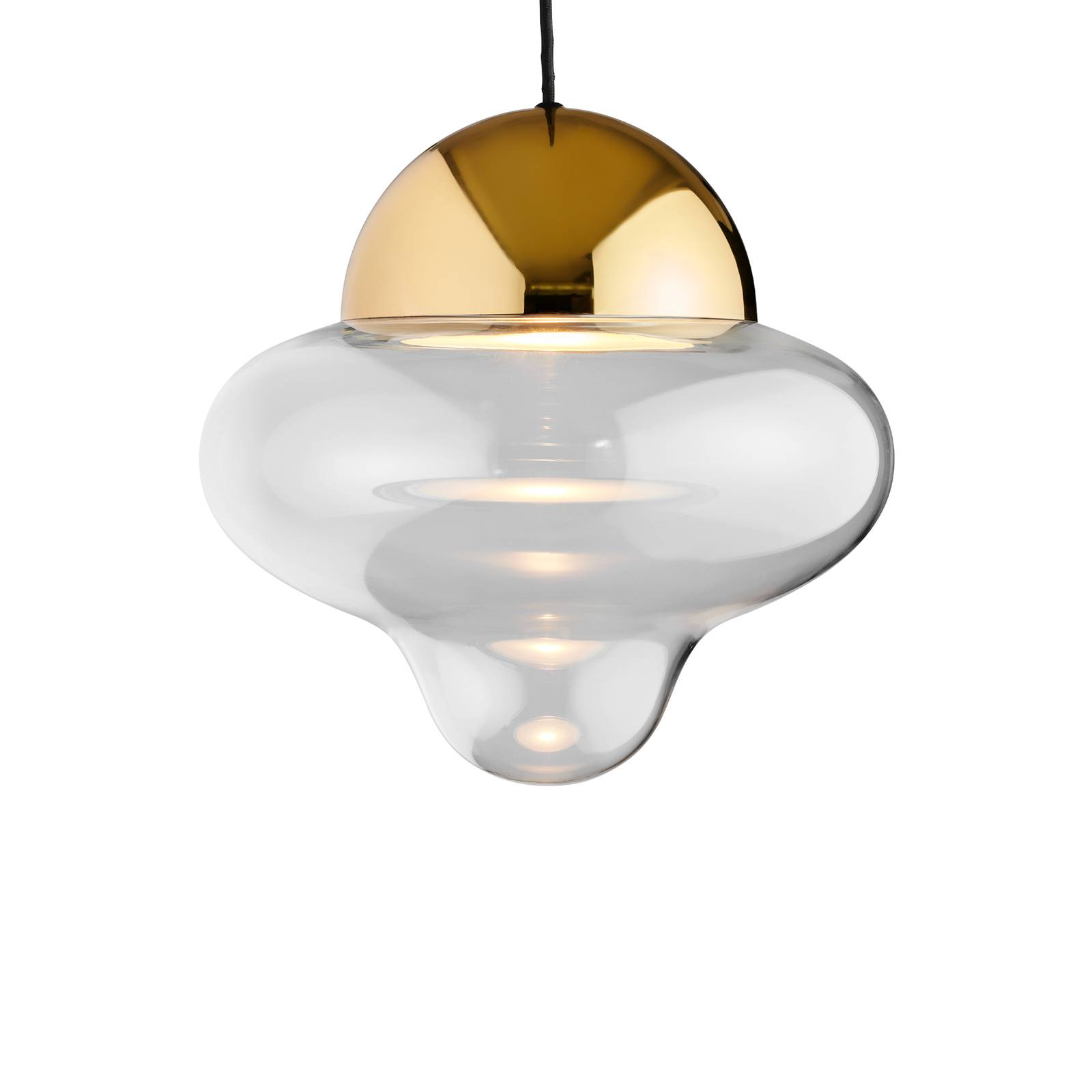 LED-Hängeleuchte Nutty XL, klar / goldfarben, Ø 30 cm, Glas von DESIGN BY US