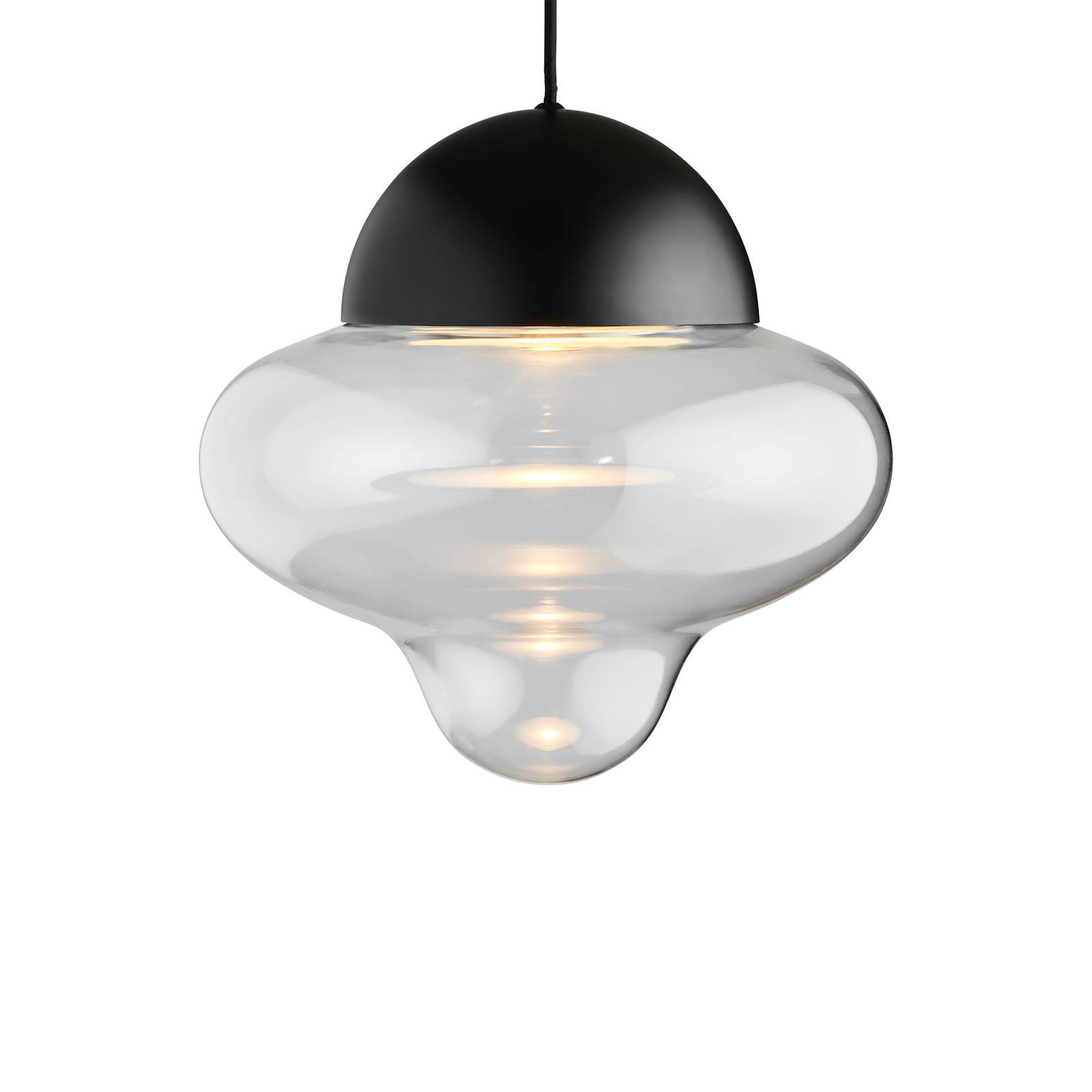 LED-Hängeleuchte Nutty XL, klar / schwarz, Ø 30 cm, Glas von DESIGN BY US