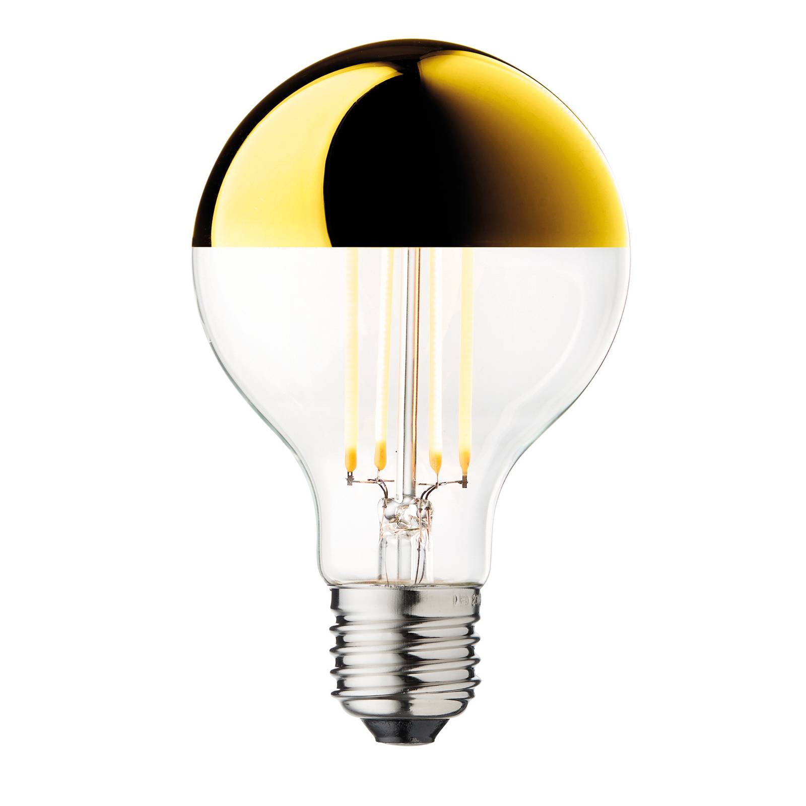 LED-Kopfspiegellampe Globe 80, gold, E27, 3,5 W, 2.700 K von DESIGN BY US