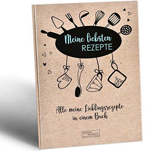 DESIGN WUNDER® Rezeptbuch zum Selberschreiben A4 aus 100% recyceltem Papier - Meine Lieblingsrezepte zum Selberschreiben & Ausfüllen gesammelt im eigenen Rezeptbuch - DIY Kochbuch selbst schreiben von DESIGN WUNDER