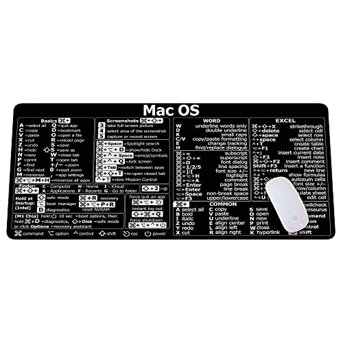 DESIGNFULLPRINT Mac OS Shortcuts, Excel Shortcuts Spickzettel, Mac OS (M1 + Intel) + Word/Excel (für Mac) Kurzanleitung Tastaturkürzel, Tastaturmatte, Mac OS Shortcuts Mauspad, Trader Mauspad Mat HG von DESIGNFULLPRINT