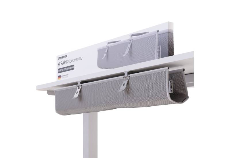 DESKSPACE Kabelkanal Wrap Kabelwanne Klappbarer Schreibtisch Kabelkanal 90 cm Grau von DESKSPACE
