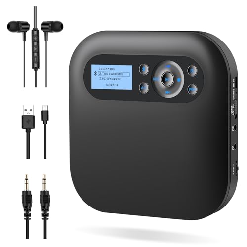 CD Player tragbar, DESOBRY Bluetooth CD Player mit Lautsprechern, wiederaufladbarer Discman für Auto mit FM, Anti-Skip, Zwei Kopfhöreranschlüssen CD Player tragbar, DESOBRY Bluetooth CD Player mit Lautsprechern, wiederaufladbarer Discman für Auto mit FM, Anti-Skip, Zwei Kopfhöreranschlüssen von DESOBRY