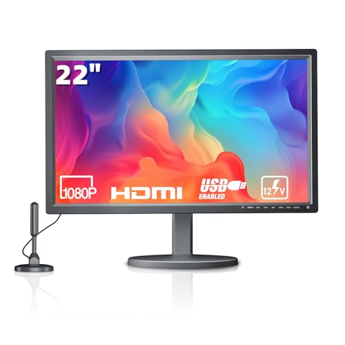 DESOBRY 1080P 22 Zoll Mini Fernseher, HDMI USB AV-Eingang, Kleiner Fernseher mit Antenne und DVB-T2-Tuner, Kompakter 12V Fernseher für Küche und Wohnmobil, oder Oder Computer-/Überwachungsbildschirm DESOBRY 1080P 22 Zoll Mini Fernseher, HDMI USB AV-Eingang, Kleiner Fernseher mit Antenne und DVB-T2-Tuner, Kompakter 12V Fernseher für Küche und Wohnmobil, oder Oder Computer-/Überwachungsbildschirm von DESOBRY