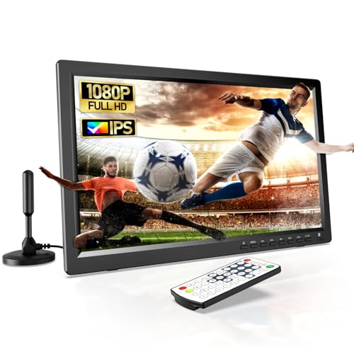 DESOBRY Camping TV 15,6 Zoll Tragbarer Fernseher mit 3000mAh Akku, DVB-T2 HD Tuner, Full HD 1080P, HDMI/USB/AV Eingang - Outdoor TV für Wohnmobil, Garten, von DESOBRY