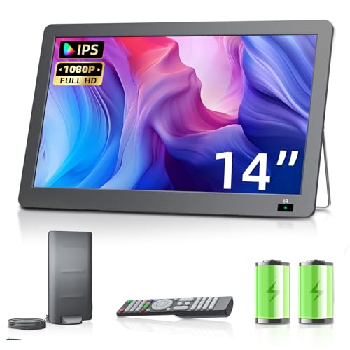DESOBRY Neue Fernseher 14,2 Zoll Kleiner Fernseher 1080P, Mobiler TV mit DVB-T2 Tuner, USB HDMI AV-Eingang, Portable Auto tv für Camping, Wohnmobil, küchen DESOBRY Neue Fernseher 14,2 Zoll Kleiner Fernseher 1080P, Mobiler TV mit DVB-T2 Tuner, USB HDMI AV-Eingang, Portable Auto tv für Camping, Wohnmobil, küchen von DESOBRY