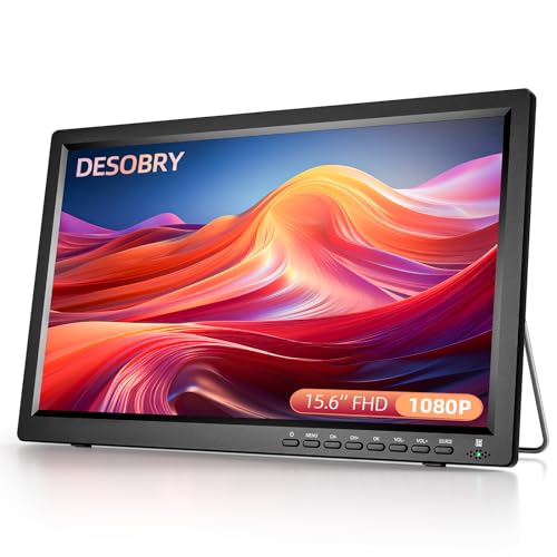 DESOBRY Tragbare Fernseher 15,6 Zoll 1080P Auflösung, Kleiner Fernseher-Unterstützung USB HDMI AV-Eingang und DVB-T2, Camping tv mit akku mit 12v Adapter Fernbedienung und Antenne DESOBRY Tragbare Fernseher 15,6 Zoll 1080P Auflösung, Kleiner Fernseher-Unterstützung USB HDMI AV-Eingang und DVB-T2, Camping tv mit akku mit 12v Adapter Fernbedienung und Antenne von DESOBRY