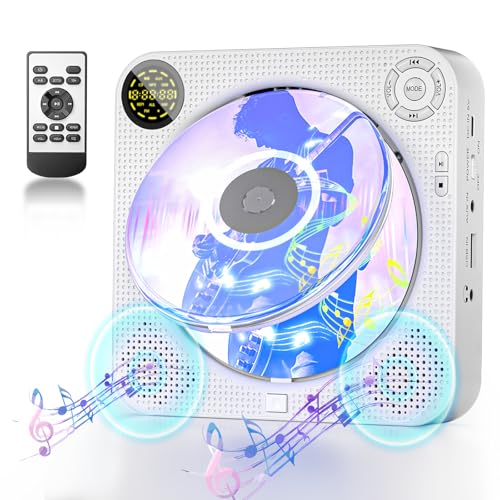 DESOBRY Tragbarer CD Player mit Bluetooth, Kleiner CD-Player für die Wandmontage mit Lautsprechern, LED-Frontbildschirm, Fernbedienung, unterstützt FM/USB/AUX DESOBRY Tragbarer CD Player mit Bluetooth, Kleiner CD-Player für die Wandmontage mit Lautsprechern, LED-Frontbildschirm, Fernbedienung, unterstützt FM/USB/AUX von DESOBRY