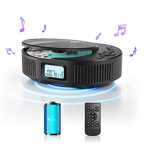 Desobry CD Player tragbar Kinder klein mit Bluetooth discman Kinder Lautsprecher Radio Boombox-CD-Player für Auto/Zuhause mit Fernbedienung, UKW-Radio, unterstützt AUX/USB (2211B-04) von DESOBRY