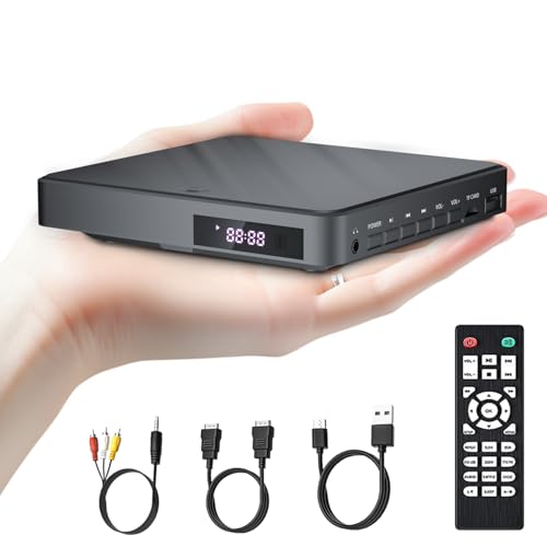 Desobry DVD Player für Fernseher, DVD-Player mit USB/TF-Eingängen, HDMI Wird mit HDMI/RCA-Kabel geliefert, Region Free, Fehlerkorrektur, Rauschunterdrückung von DESOBRY