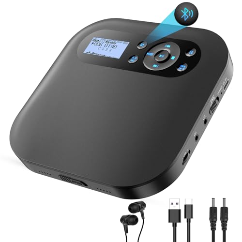 Tragbarer CD Player mit Bluetooth, NEU Wiederaufladbar Discman CD Player für Auto mit FM, Zwei Stereo Lautsprechers, Anti-Skip, Zwei Kopfhöreranschlüssen, für Geschenk,Zuhause Tragbarer CD Player mit Bluetooth, NEU Wiederaufladbar Discman CD Player für Auto mit FM, Zwei Stereo Lautsprechers, Anti-Skip, Zwei Kopfhöreranschlüssen, für Geschenk,Zuhause von DESOBRY