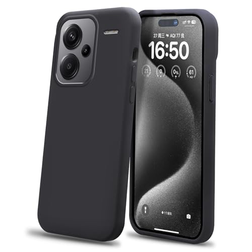 DESSEN Case for Redmi Note 13 Pro+ Plus 5G, Thin Hülle Made of [Liquid Silicone], Handyhülle mit [Anti-Fingerprint], [Soft Microfibre], Seidiges Gefühl Case. Schwarz von DESSEN