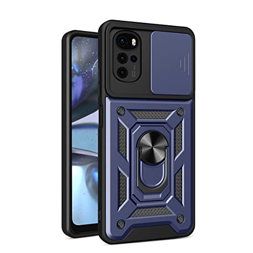 DESSEN Handyhülle für Motorola Moto G22 4G/Moto E32/E32S, Weiche TPU/PC Silikon Hülle und Objektiv Cover, Stoßfeste Schutzhülle mit 360 Grad Drehbarer Ringhalterung Case. Blau von DESSEN