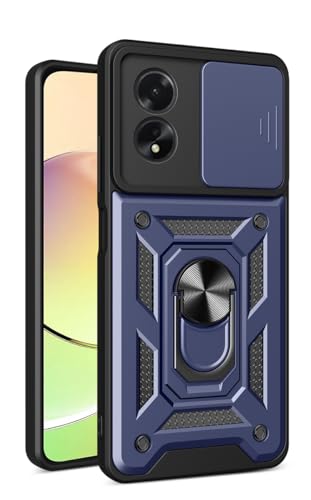 DESSEN Handyhülle für Oppo A38 4G, Weiche TPU/PC Silikon Hülle und Objektiv Cover, Stoßfeste Schutzhülle mit 360 Grad Drehbarer Ringhalterung Case. Blau von DESSEN