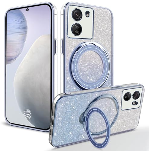 DESSEN Handyhülle für Redmi 13C/Poco C65, Stoßfester Case Mit Handyhalter, Hülle Mit Galvanisierter Rahmen and Verlaufsglitter, Schöne Schutzhülle. Navyblau von DESSEN