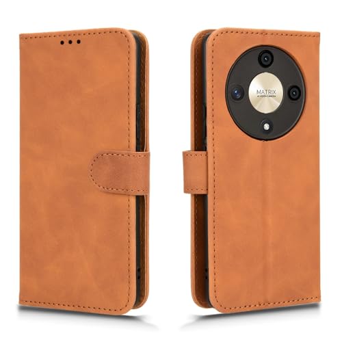 DESSEN Hülle für Honor Magic 6 Lite 5G /Magic6 Lite / X9b, Wallet Style Sanft Case, Premium Retro PU Leder Faltbare Handyhülle, mit Standfunktion und Kartenfach Schutzhülle. Brown von DESSEN