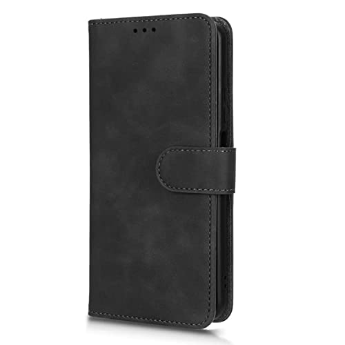 DESSEN Hülle für Motorola Moto G14, Wallet Style Sanft Case, Premium Retro PU Leder Faltbare Handyhülle, mit Standfunktion und Kartenfach Schutzhülle. Schwarz von DESSEN