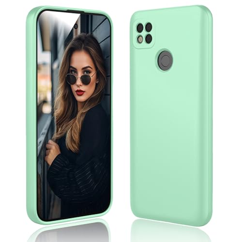 DESSEN Hülle für Xiaomi Redmi 9C NFC - Flüssige Silikon Handyhülle mit Kratzfestem Mikrofaserfutter Weiche TPU Schutzhülle Stoßfeste Bumper Cover Dünn Case, Hellgrün von DESSEN