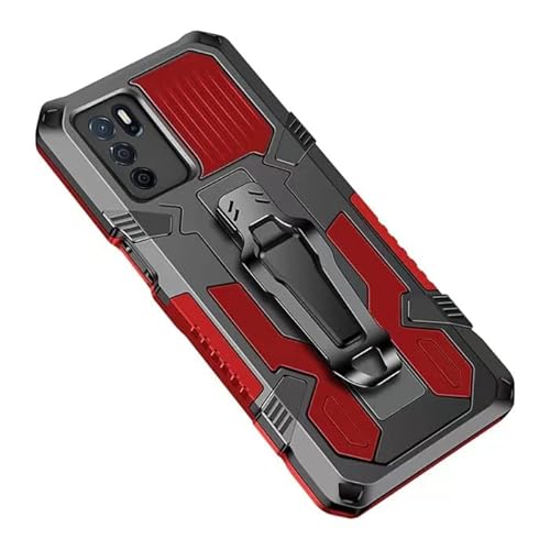 DESSEN Silikon Handyhülle für Oppo A16 / A16s / A54s, Schutzhülle Super Stoßfeste Bumper Magnetische Autohalterung, Multifunktionale Mode Sport Hülle Cover. Rot von DESSEN