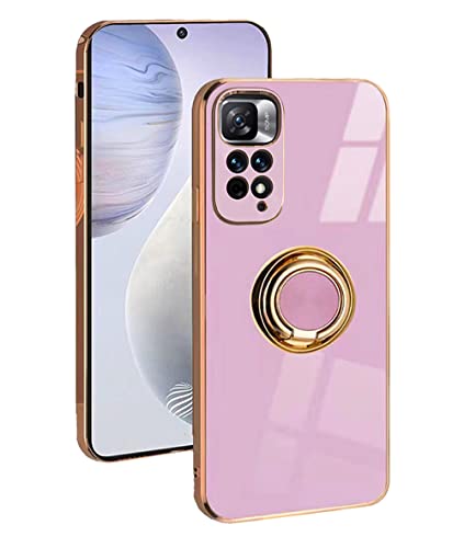 DESSEN Silikon Hülle für Xiaomi Redmi Note 11 Pro 4G / 5G, Handyhülle mit Schwenk Ring Halterung Stoßfestes Weiches TPU Galvanisierte Slim Schutzhülle Schön Cover Case. Violett von DESSEN