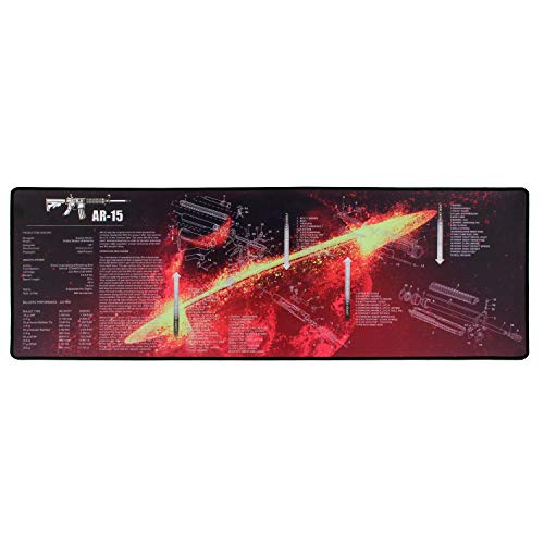 AR15 Waffenreinigungs-Gummimatte mit Teilediagramm und Anleitung Armorers Bench Mat Mouse Pad 12 x 36 Inches von DETECH