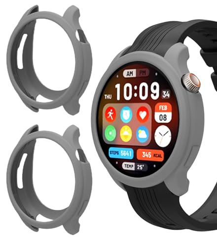 DETUEUA 2 Stück Hülle für Amazfit Balance Schutzhülle, Soft Silikon Kantenschutz Kratzfest Ultradünne Schutz Hülle Bumper Case - Grau von DETUEUA