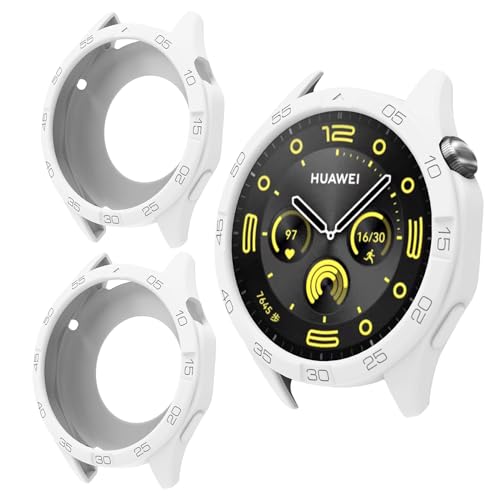 DETUEUA 2 Stück Hülle für Huawei Watch GT 4 46mm Schutzhülle, Soft Silikon Kantenschutz Kratzfest Ultradünne Schutz Hülle Bumper Case - Weiß von DETUEUA