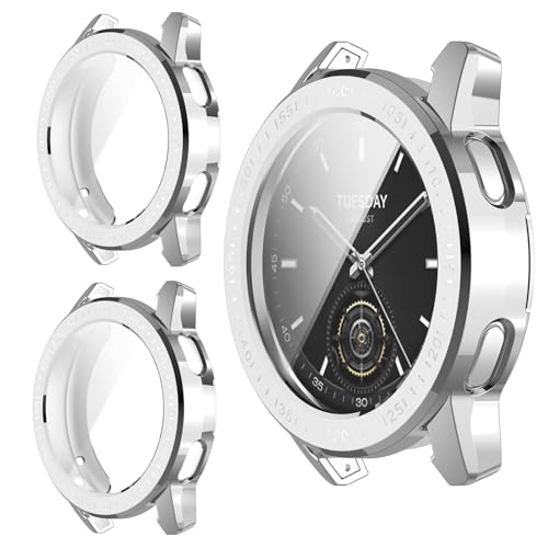 DETUEUA 2 Stück Hülle für Xiaomi Watch S3 Displayschutz, HD Vollständige Abdeckung Weiche TPU Schutzhülle Ultradünne Schutz Hülle Case Cover - Silber von DETUEUA