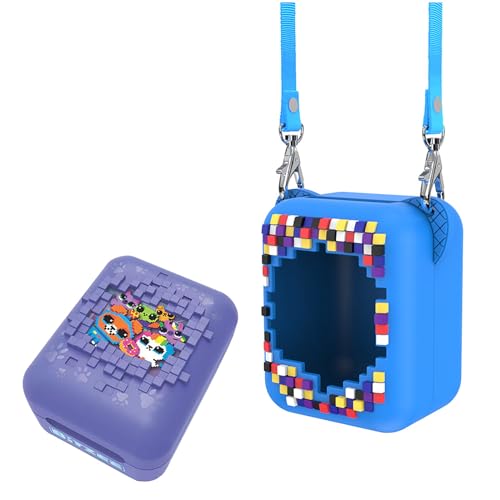 DETUEUA Cute Hülle Kompatibel mit Bitzee Interactive Toy Digital Pet, Kawaii Cartoon Silikon Hülle Kinder Stoßfeste Schutzhülle Case Strap Funny Design Case Cover, Virtuelles Haustier - Blue von DETUEUA