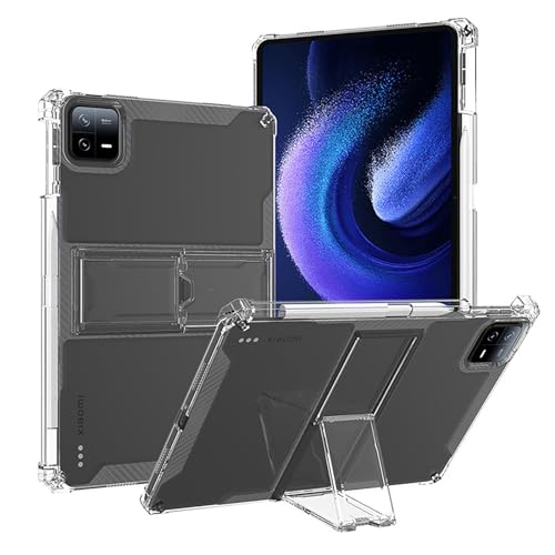 DETUEUA Hülle für Xiaomi Pad 6, Soft Dünne Skin TPU Tablet Protective Case Hülle mit Ständer, Xiaomi Pad 6 Tablet Stoßfeste Schutzhülle Cover - Durchsichtig von DETUEUA