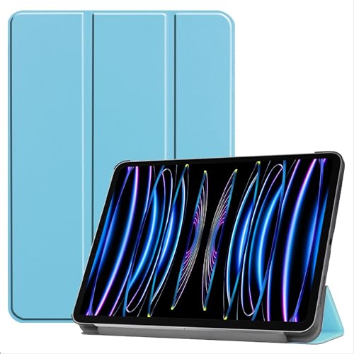 DETUEUA Hülle für iPad Pro 12.9 2024, Ultradünne PU Leder Schutzhülle Folio Stand Stoßfeste Hülle Tablet Protection Case Cover mit Ständer - Blau von DETUEUA
