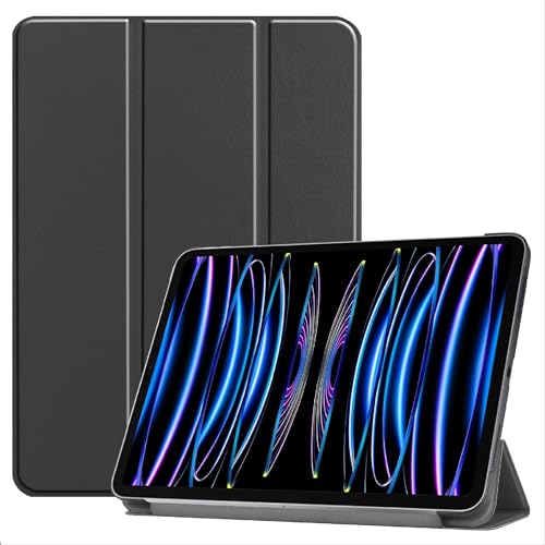 DETUEUA Hülle für iPad Pro 12.9 2024, Ultradünne PU Leder Schutzhülle Folio Stand Stoßfeste Hülle Tablet Protection Case Cover mit Ständer - Schwarz von DETUEUA